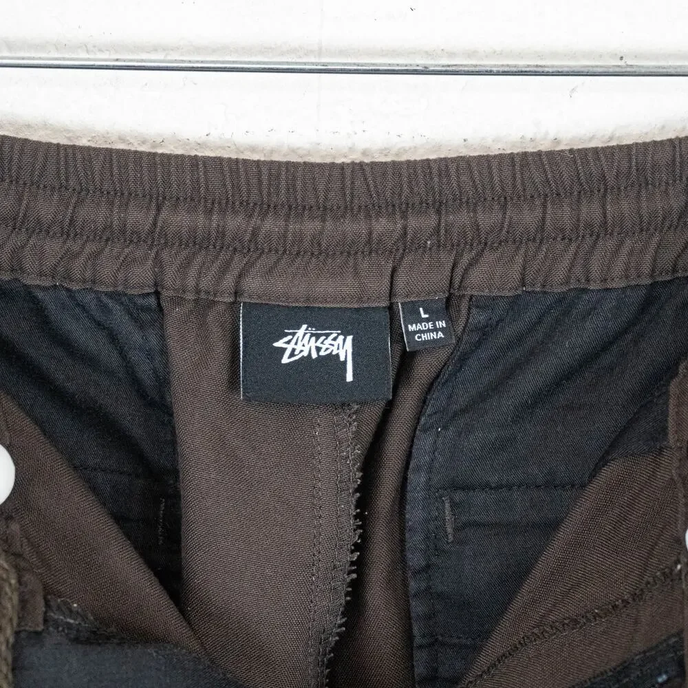 Stussy Bryan Pant in Brown Drawstring elastic waist size Large